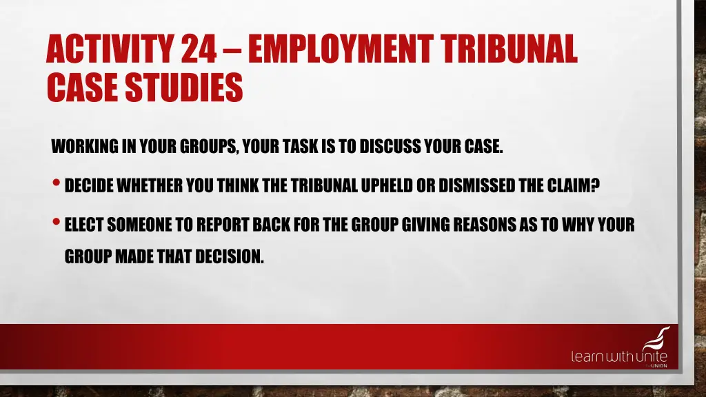 activity 24 employment tribunal case studies