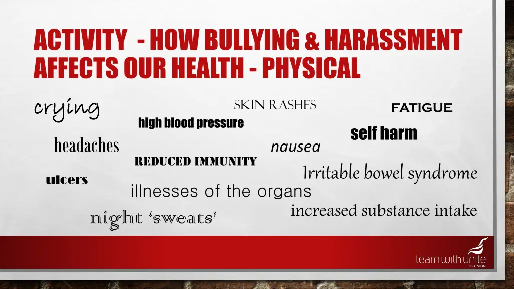 activity how bullying harassment affects 1