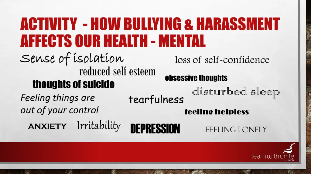 activity how bullying harassment affects 2