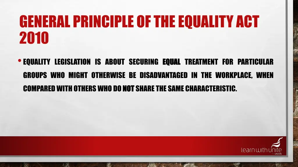 general principle of the equality act 2010