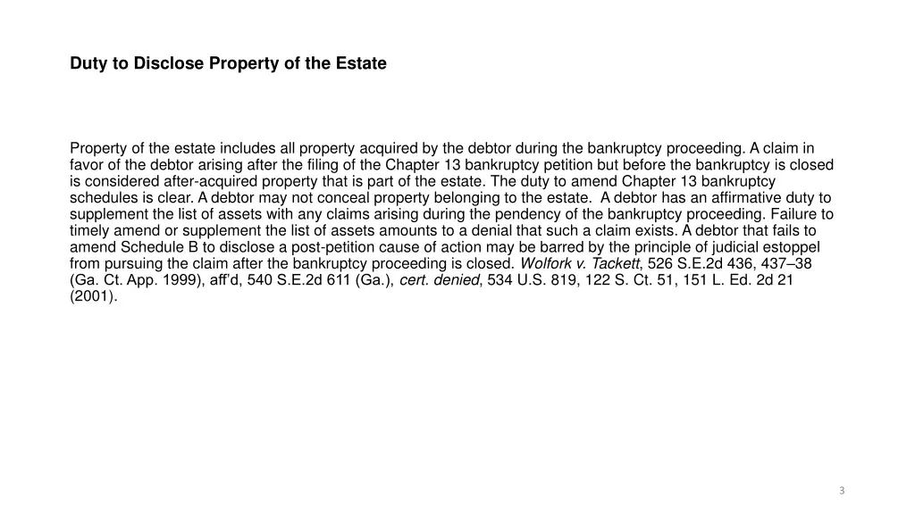 duty to disclose property of the estate 1