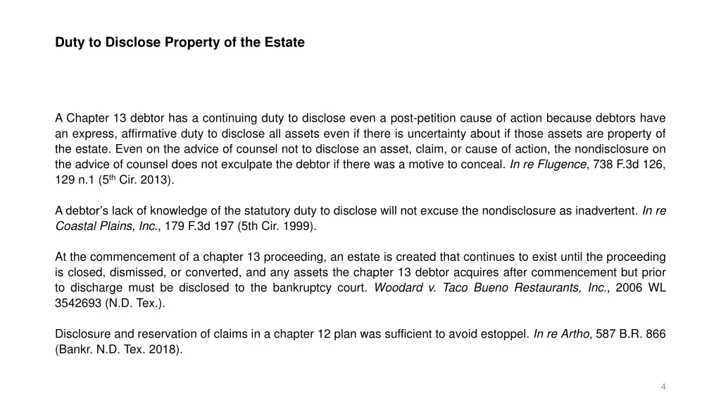 duty to disclose property of the estate 2