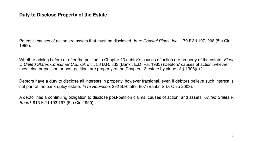 duty to disclose property of the estate