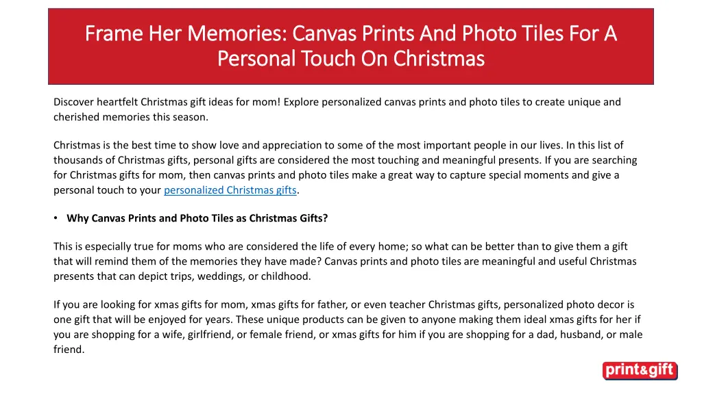 frame her memories canvas prints and photo tiles 1