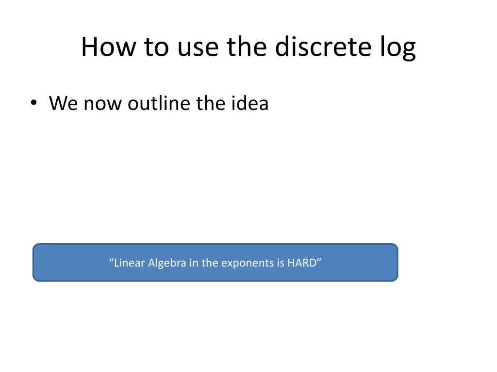 how to use the discrete log