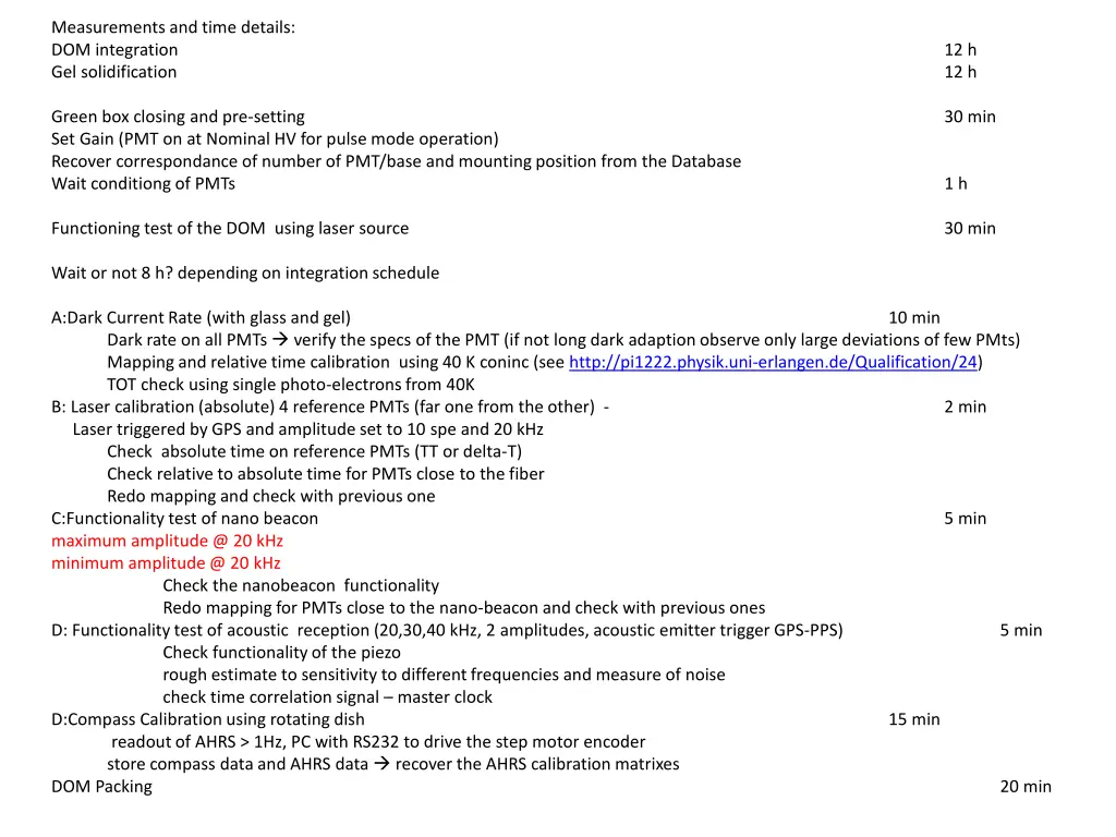 measurements and time details dom integration