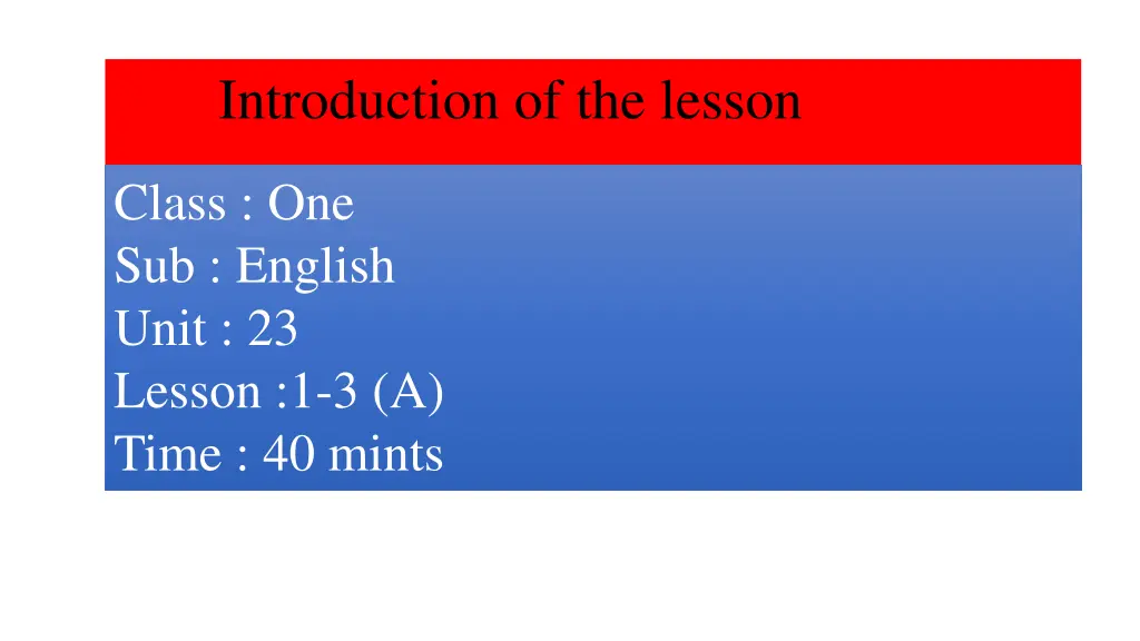 introduction of the lesson