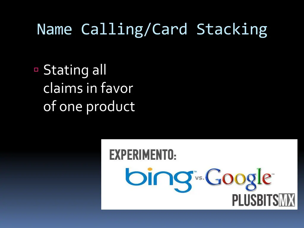 name calling card stacking