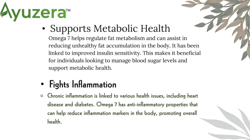 supports metabolic health omega 7 helps regulate