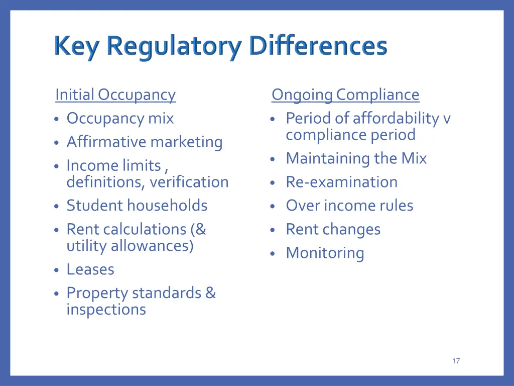 initial occupancy occupancy mix affirmative