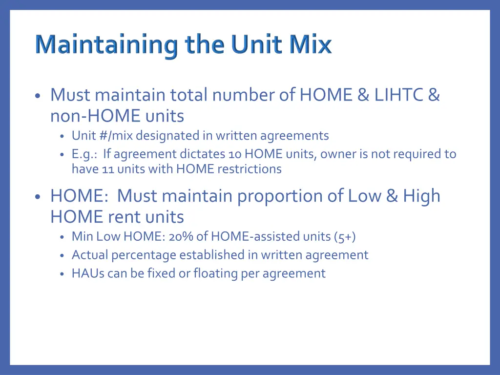 must maintain total number of home lihtc non home