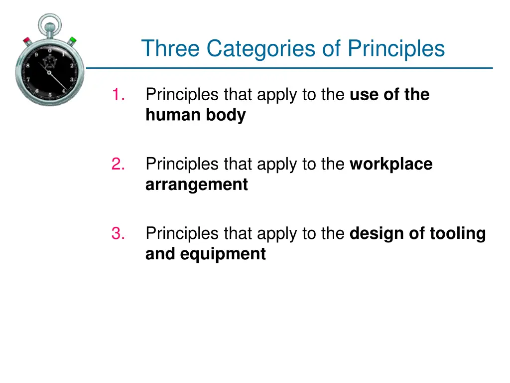 three categories of principles