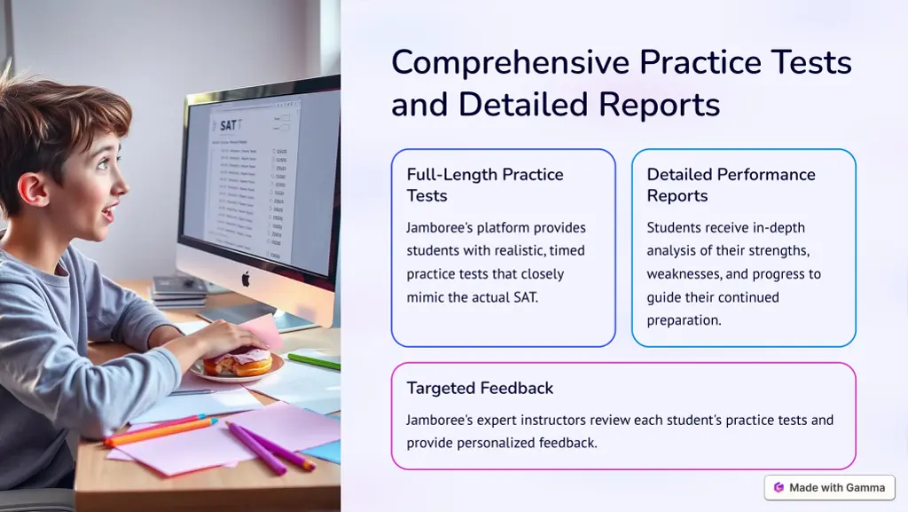 comprehensive practice tests and detailed reports