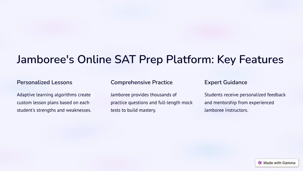 jamboree s online sat prep platform key features