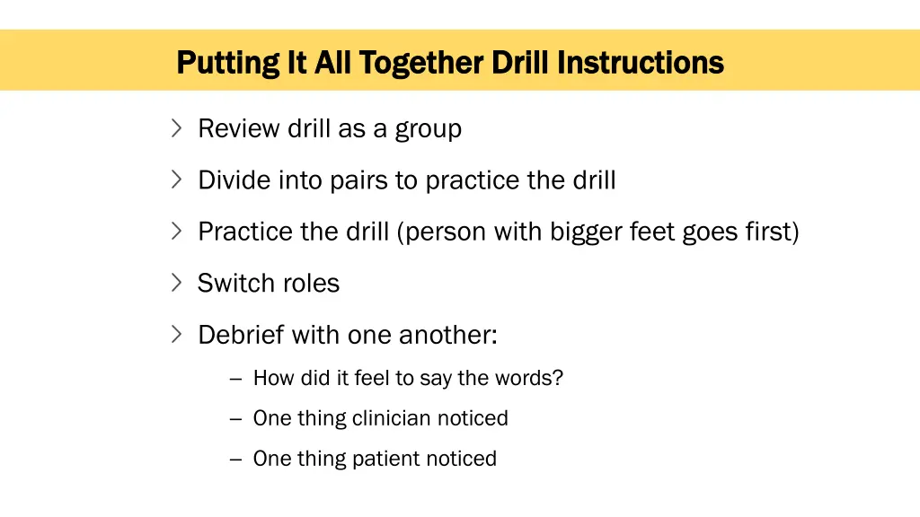 putting it all together drill instructions