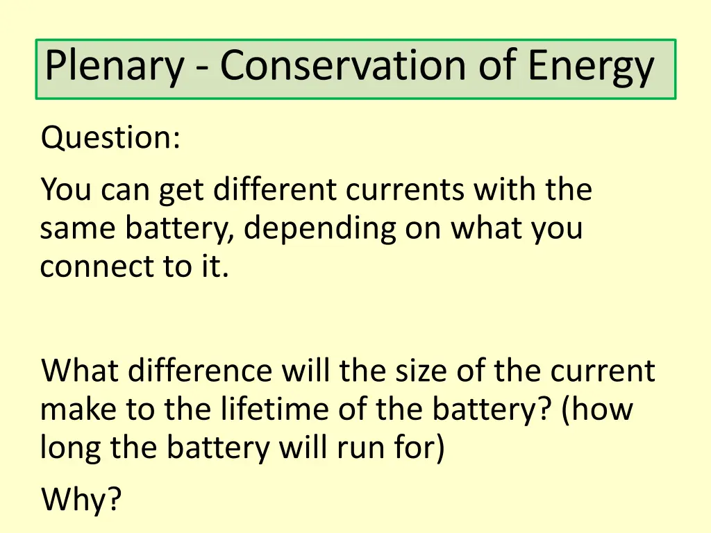 plenary conservation of energy