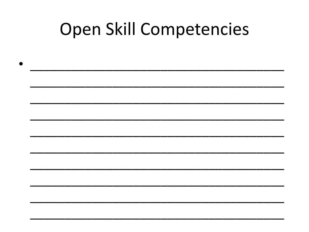 open skill competencies