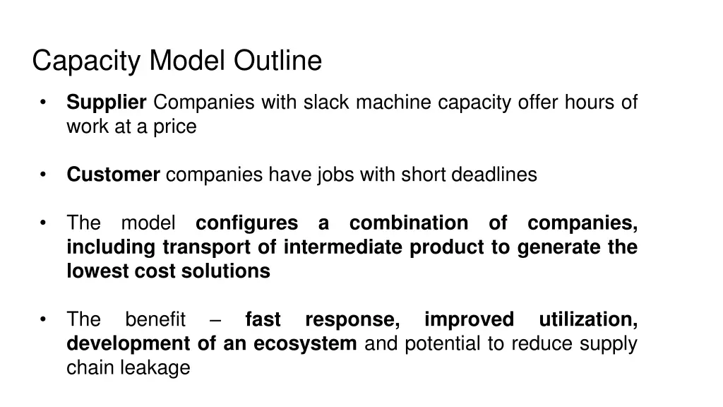 capacity model outline