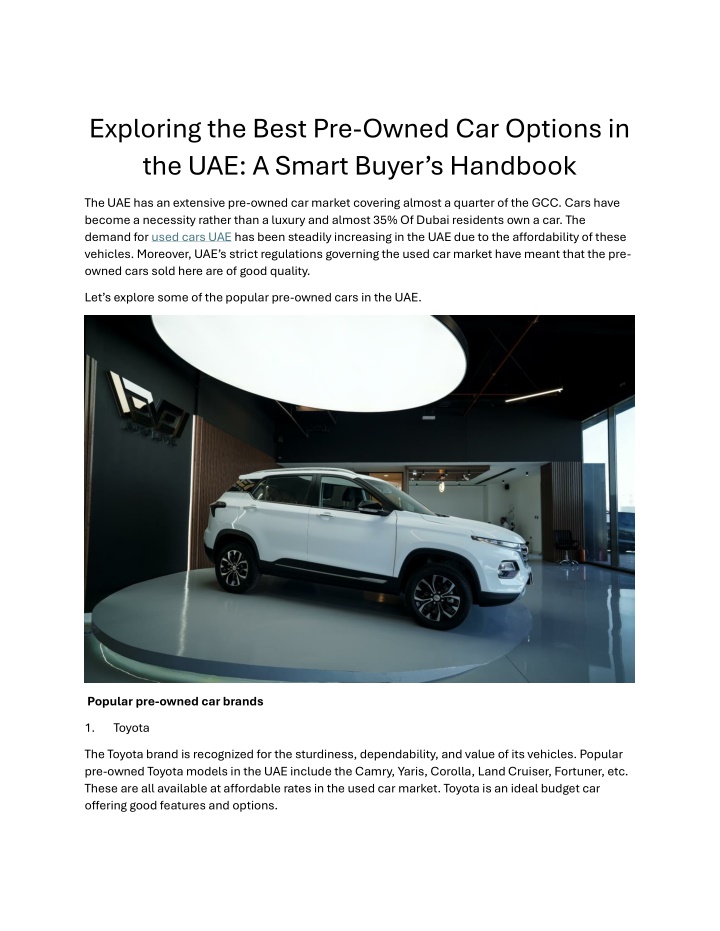 exploring the best pre owned car options