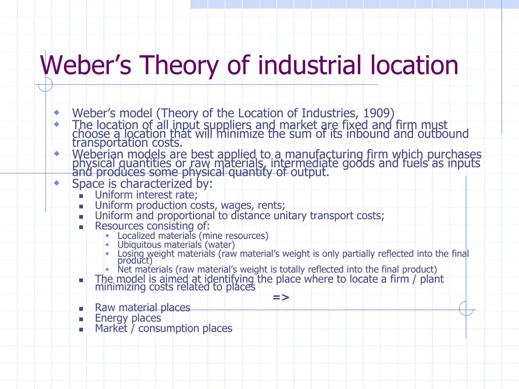 weber s theory of industrial location