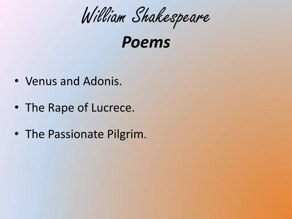 william shakespeare poems