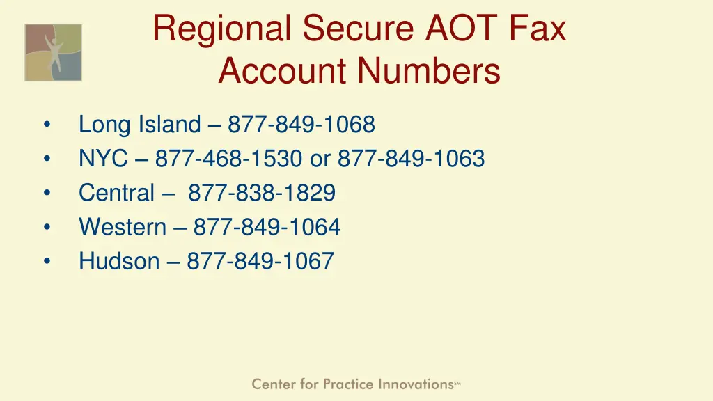 regional secure aot fax account numbers