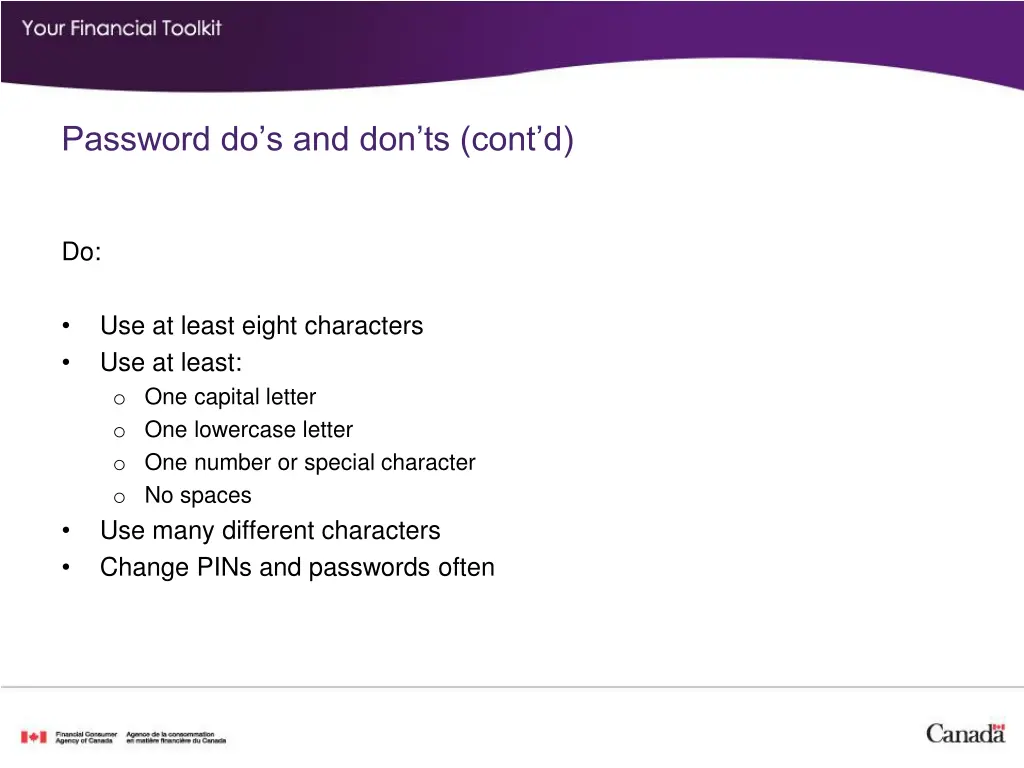 password do s and don ts cont d