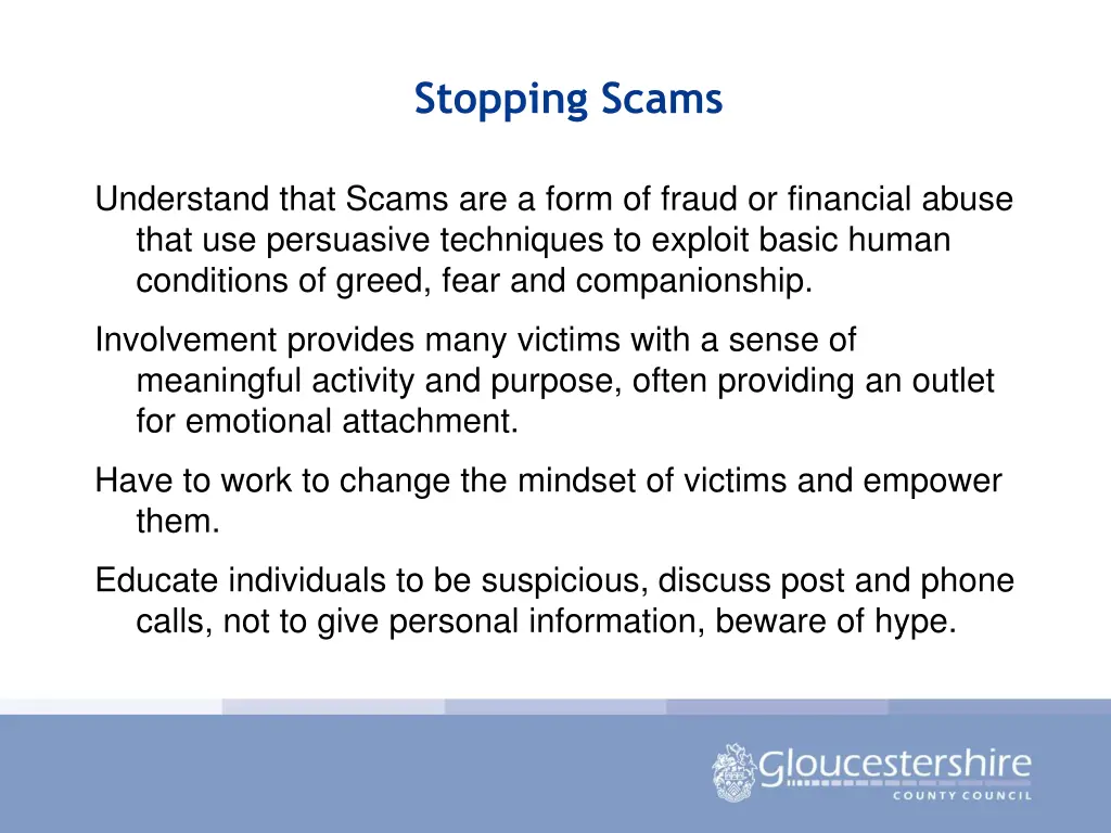 stopping scams