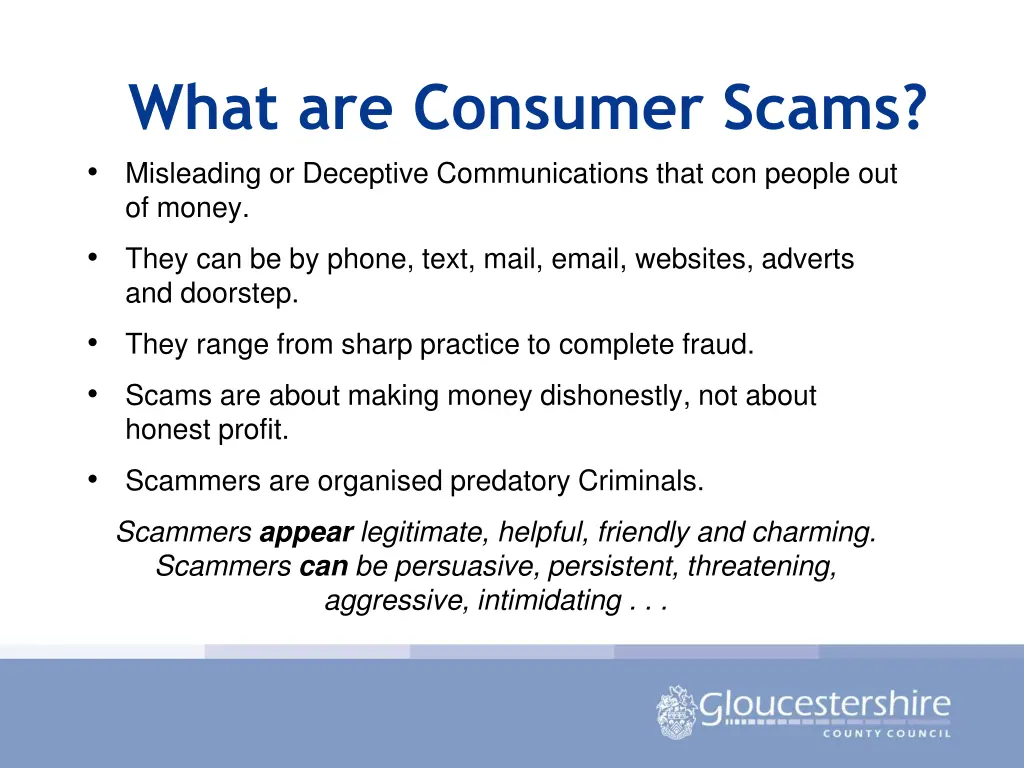 what are consumer scams misleading or deceptive