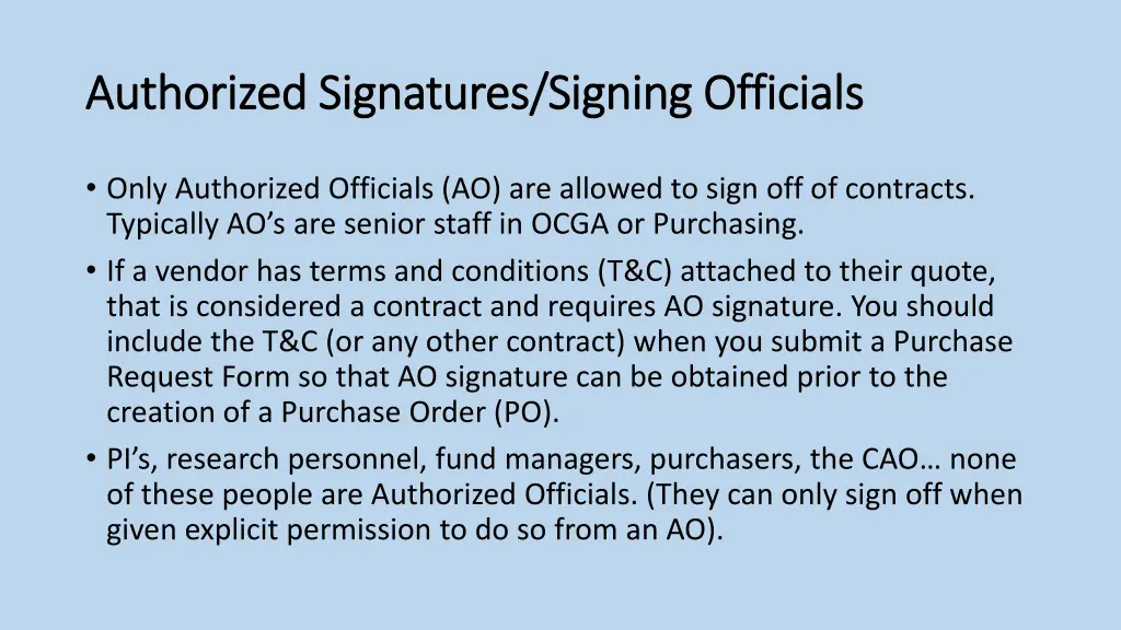 authorized signatures signing officials
