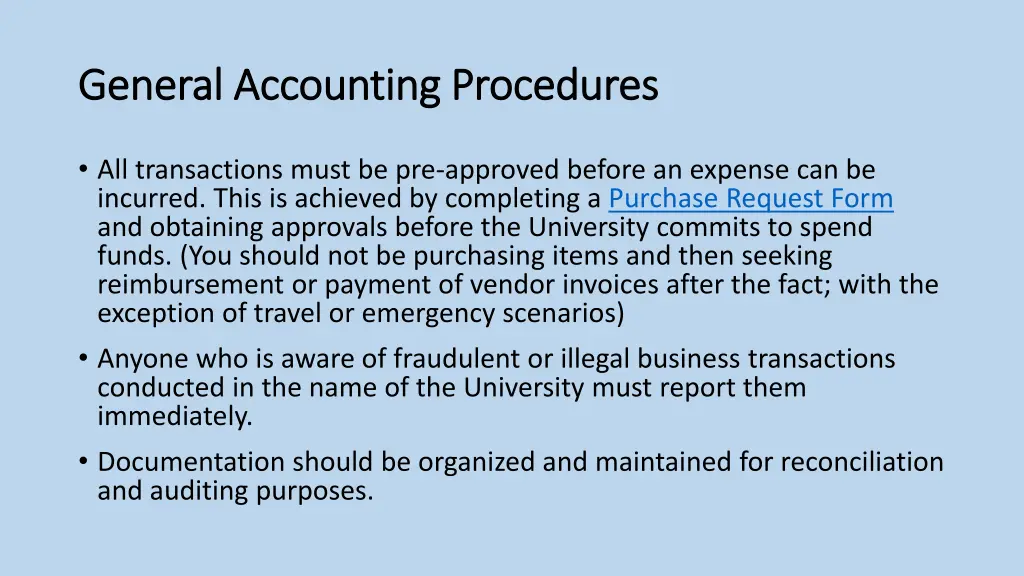 general accounting procedures general accounting
