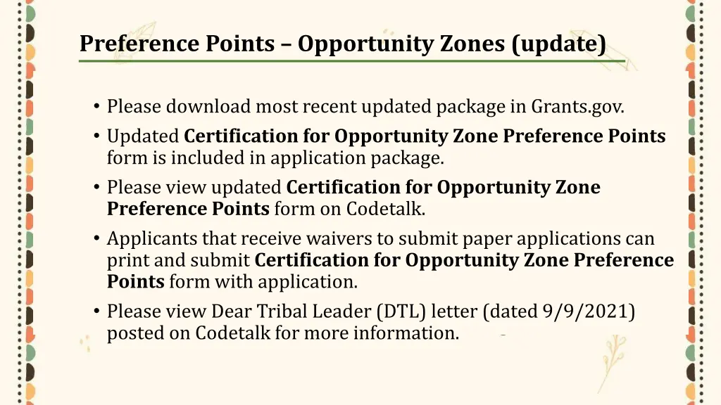 preference points opportunity zones update