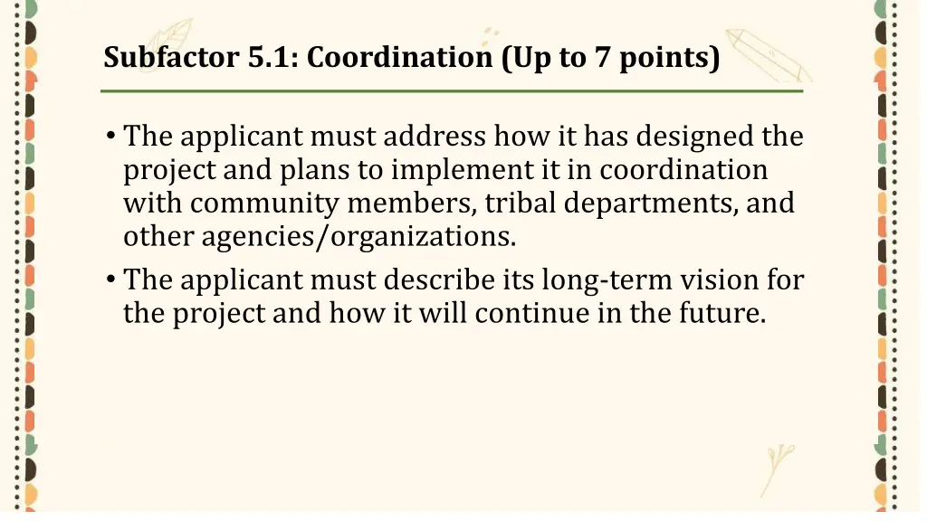 subfactor 5 1 coordination up to 7 points