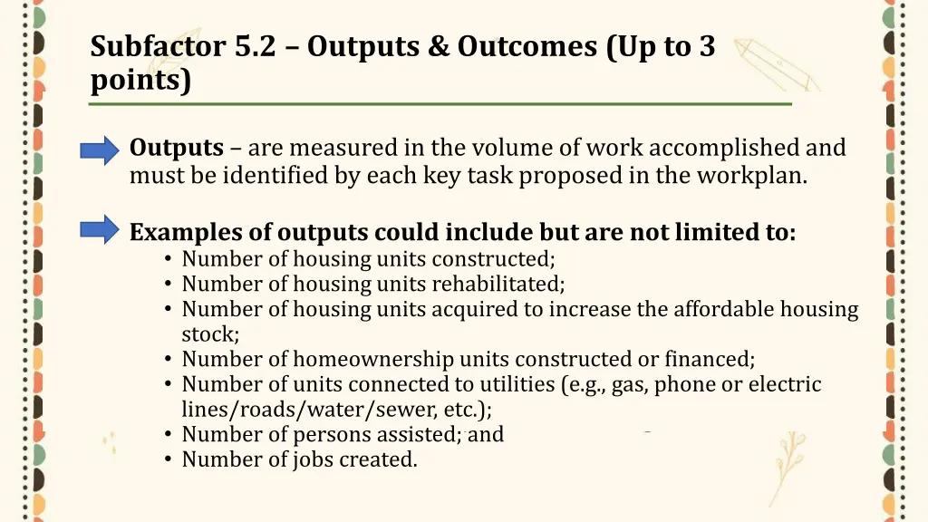 subfactor 5 2 outputs outcomes up to 3 points 1