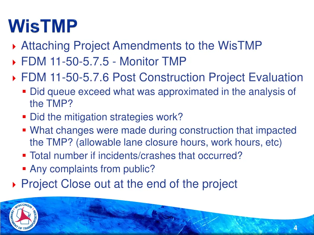 attaching project amendments to the wistmp