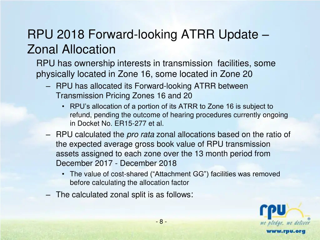 rpu 2018 forward looking atrr update zonal