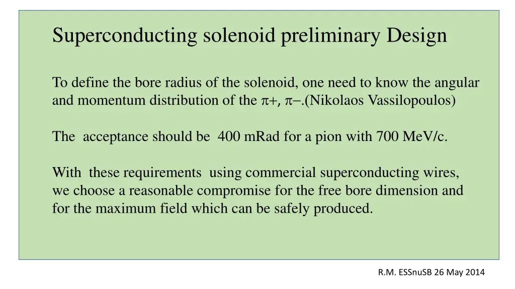 superconducting solenoid preliminary design