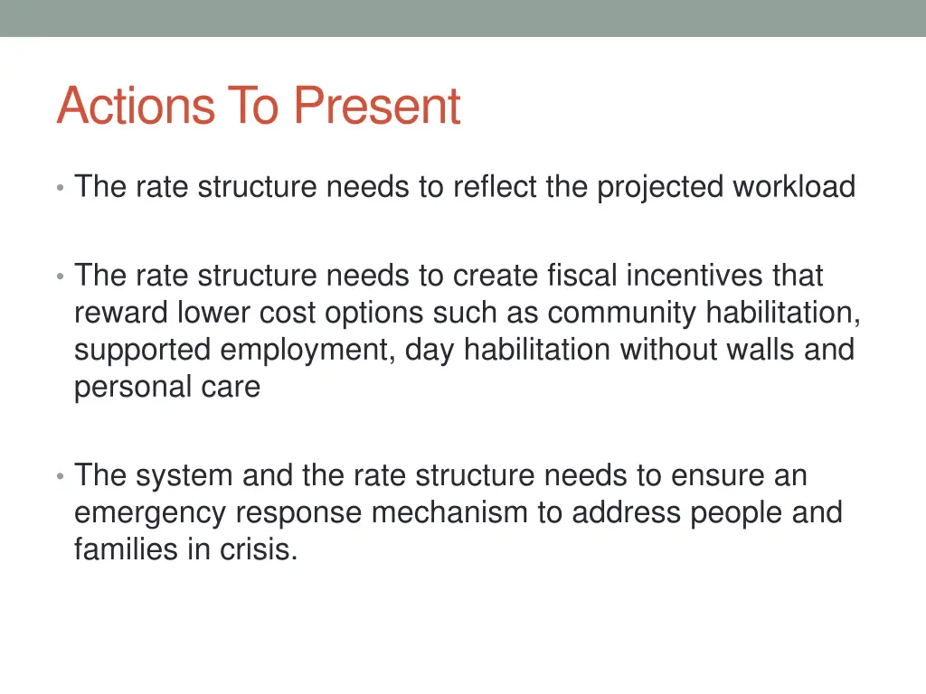 actions to present 3