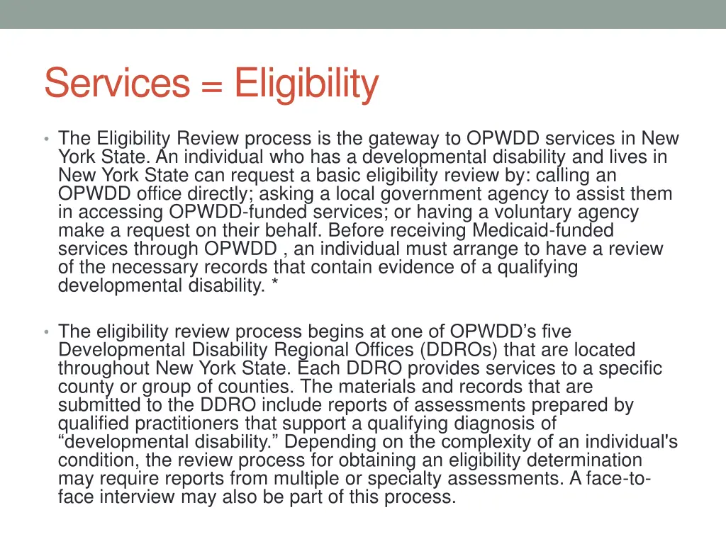 services eligibility