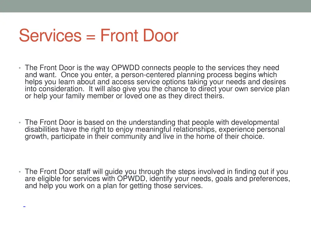 services front door