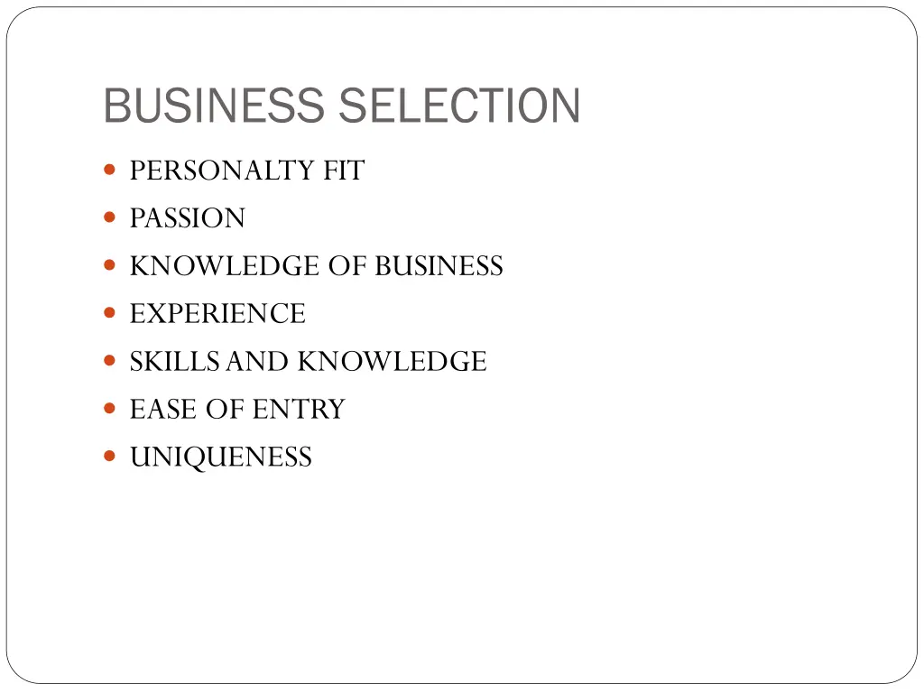 business selection