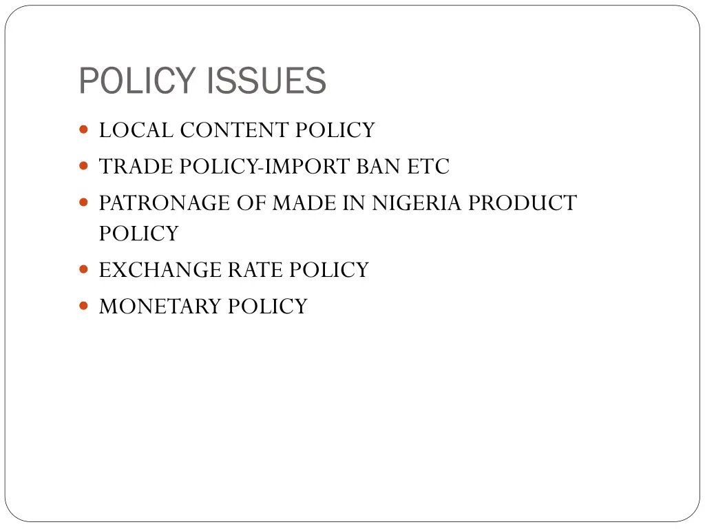 policy issues