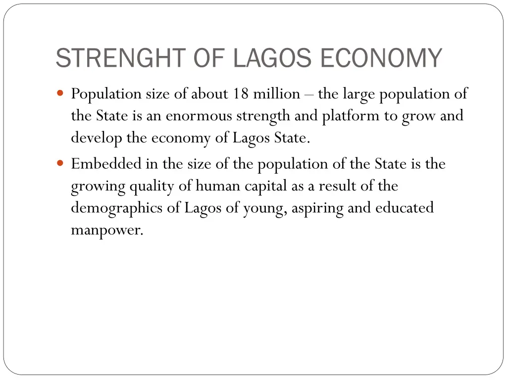 strenght of lagos economy