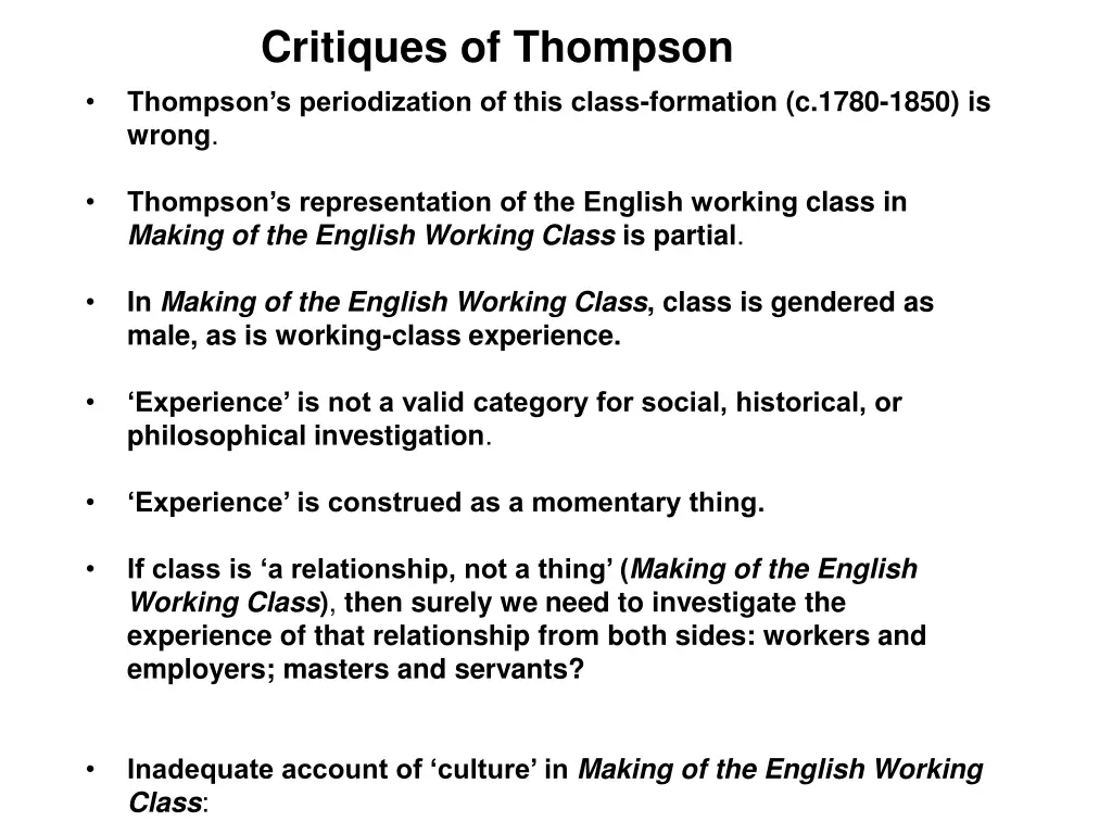 critiques of thompson