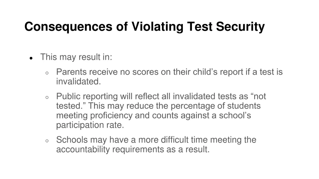 consequences of violating test security