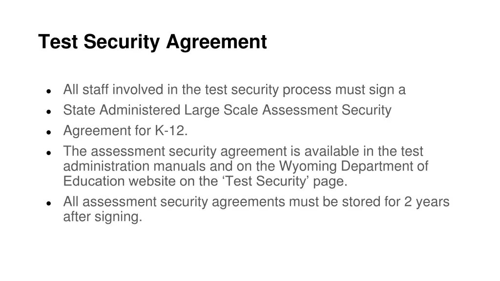 test security agreement