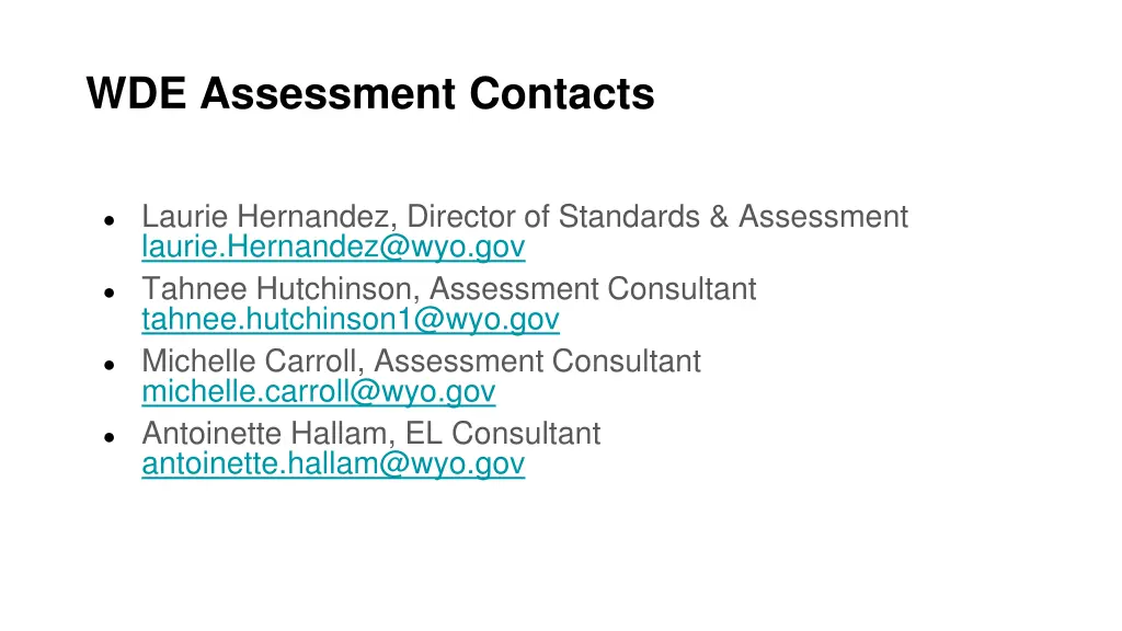 wde assessment contacts