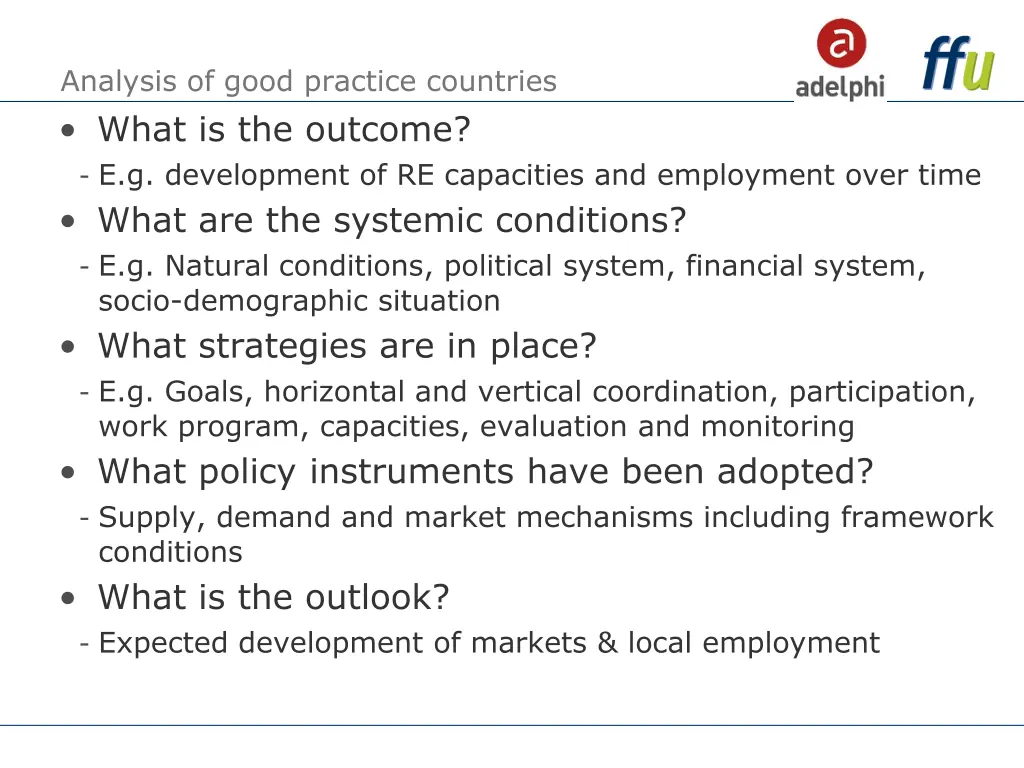 analysis of good practice countries what