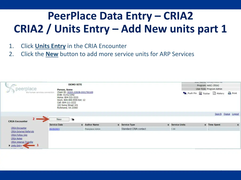 peerplace data entry cria2 cria2 units entry 1