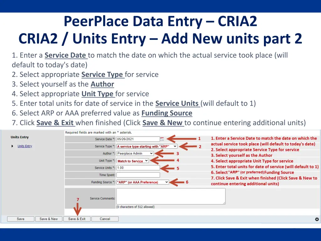 peerplace data entry cria2 cria2 units entry 2